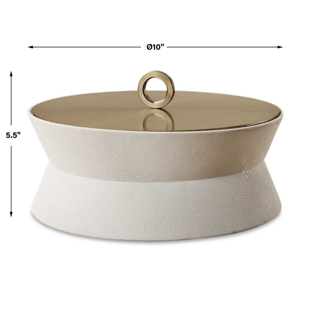 Uttermost Luxe White Shagreen Round Box