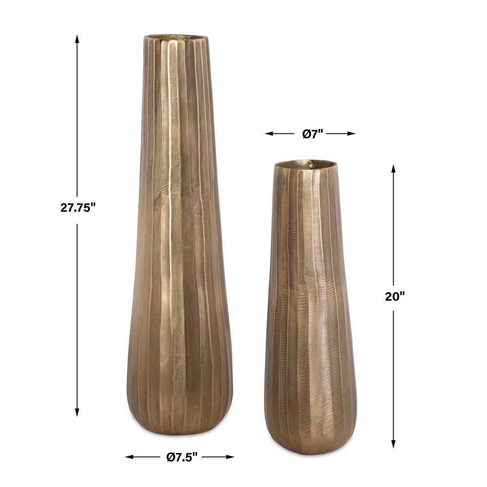 Uttermost Vertiforge Antique Gold Vases - Set of 2