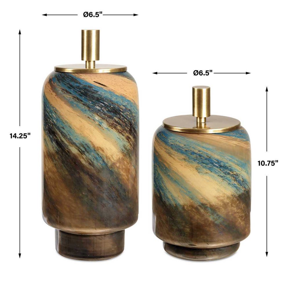 Uttermost Celestial Tide Glass Containers - Set of 2