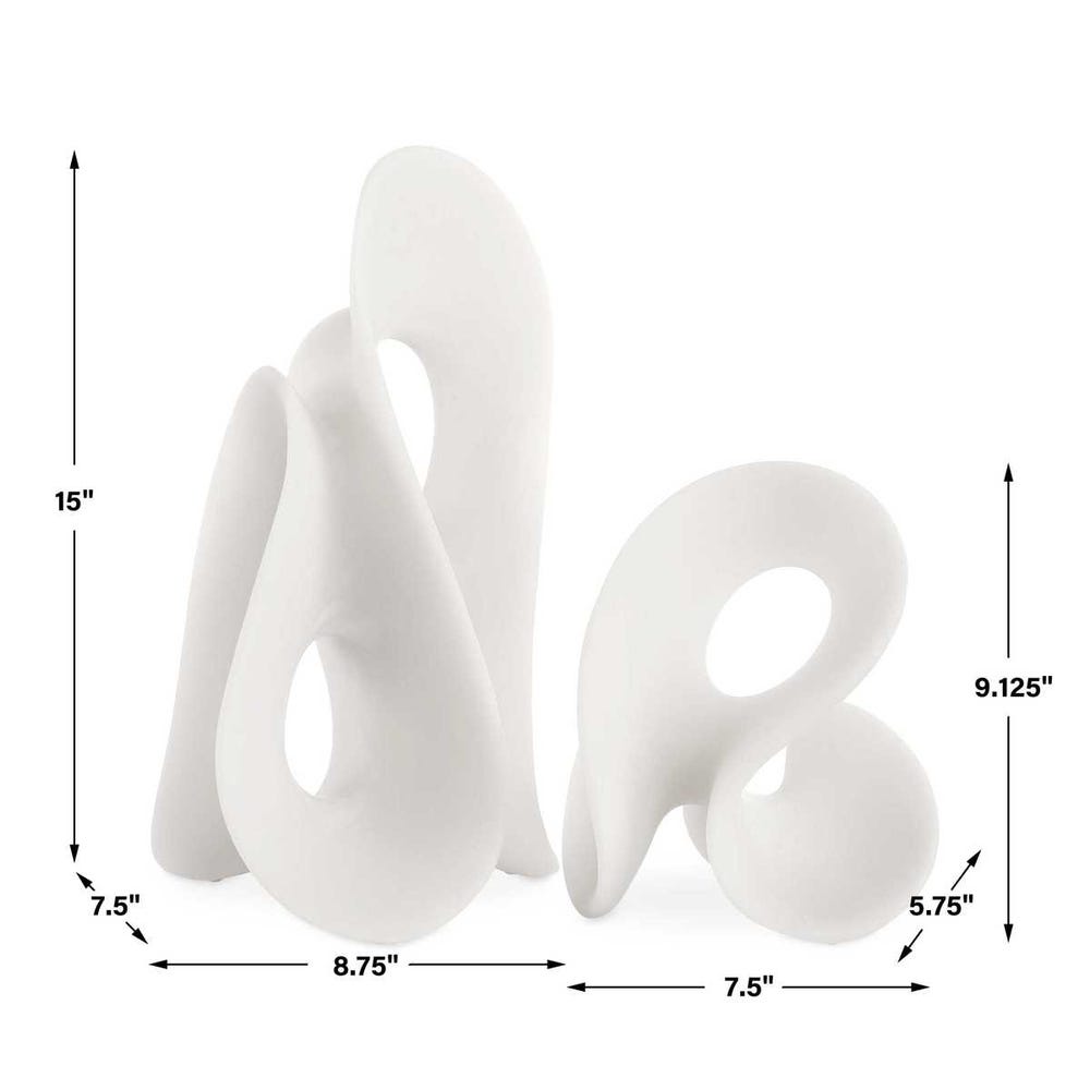 Uttermost Silent Wave White Sculptures - Set of 2