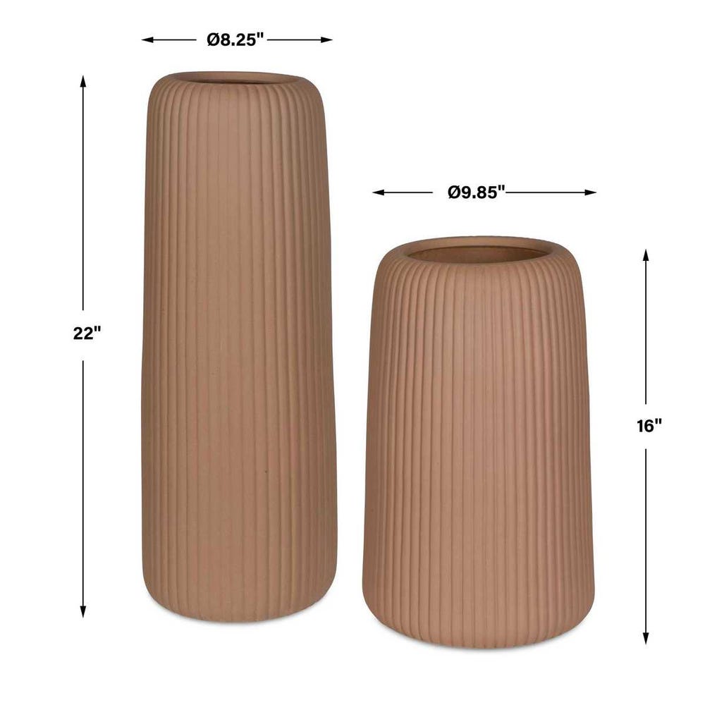 Uttermost Ridge Light Brown Vases - Set of 2
