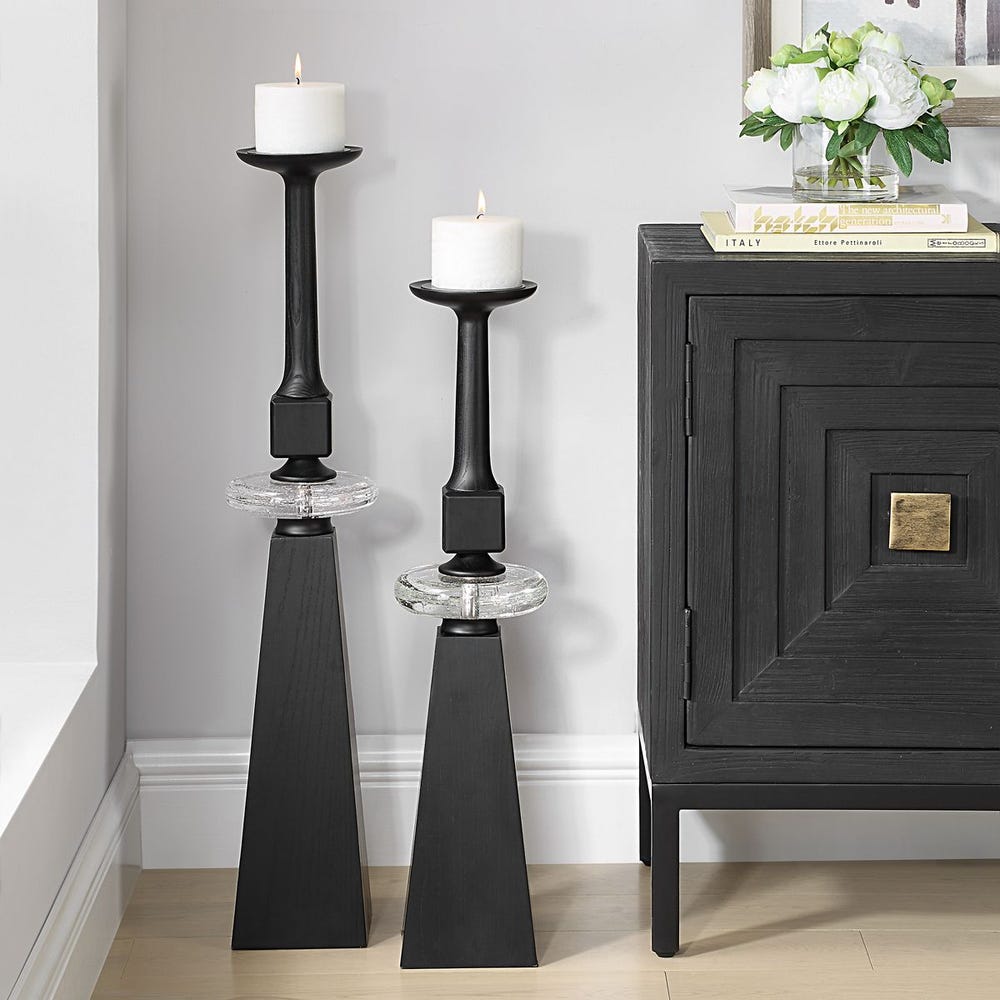 Uttermost Ebon Glow Floor Candleholders - Set of 2