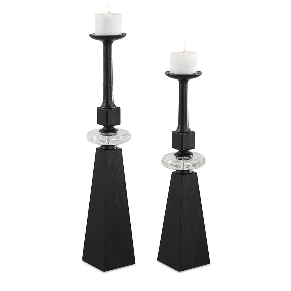 Uttermost Ebon Glow Floor Candleholders - Set of 2