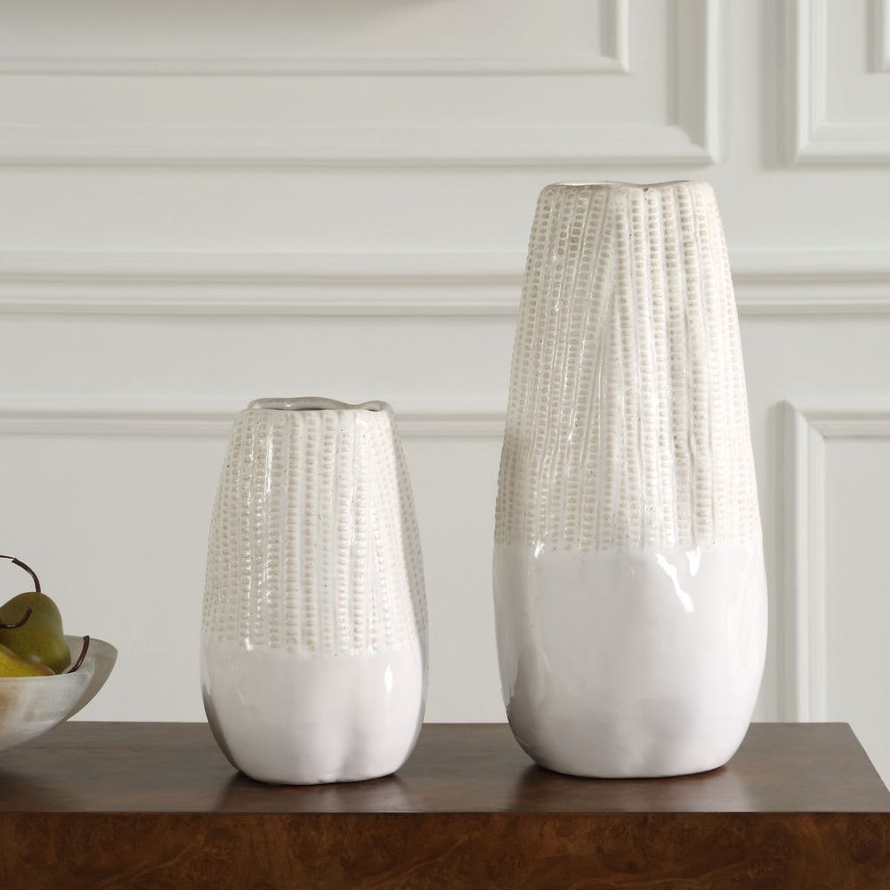 Uttermost Echo Ridge White Vases - Set of 2