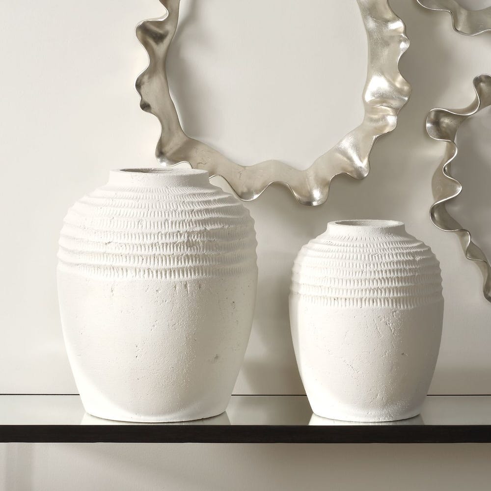 Uttermost Luna Ridge White Ceramic Vases - Set of 2