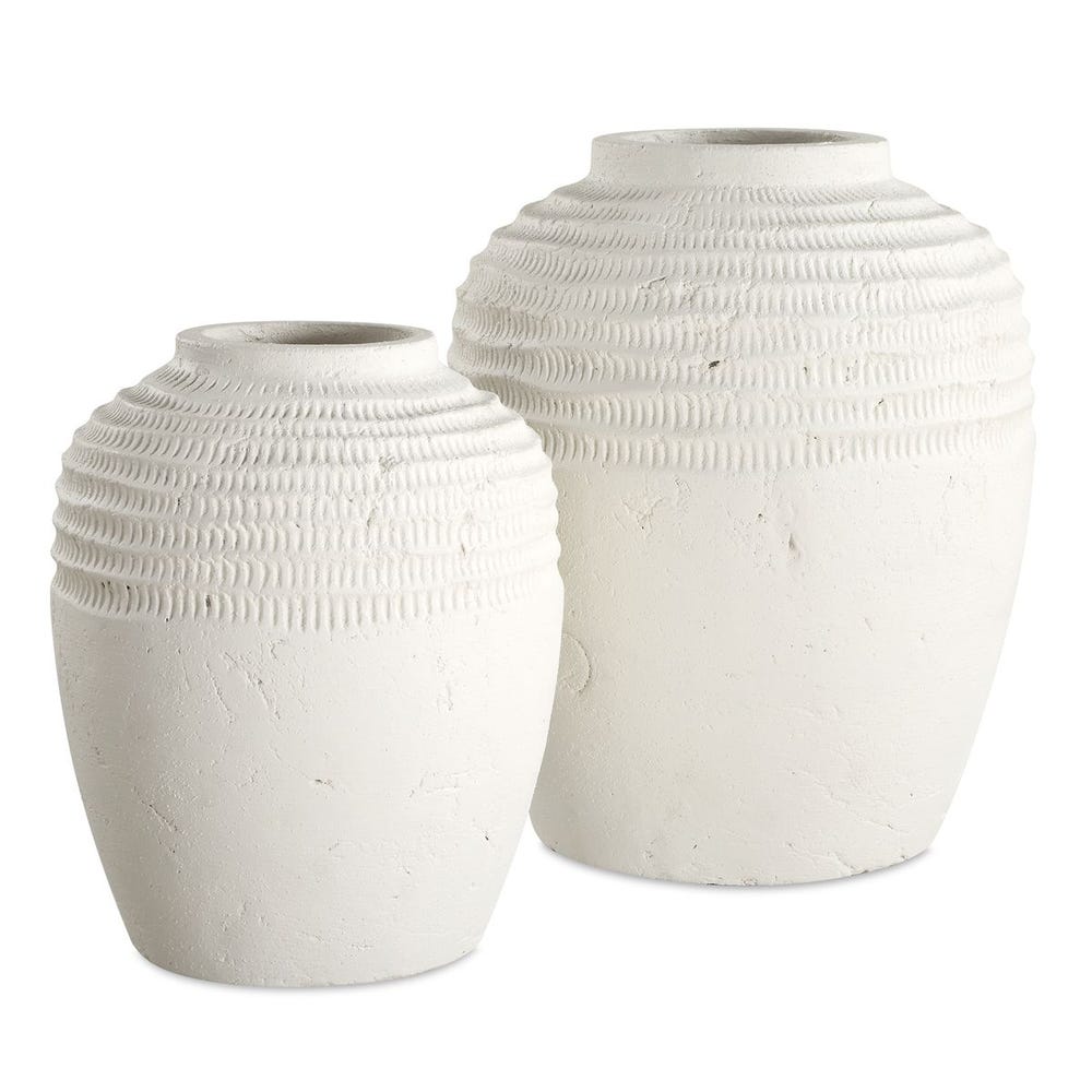 Uttermost Luna Ridge White Ceramic Vases - Set of 2