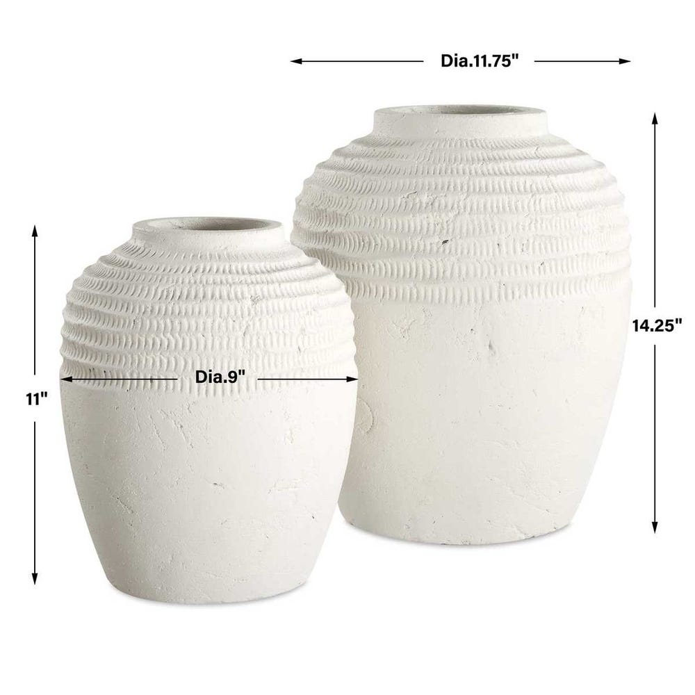 Uttermost Luna Ridge White Ceramic Vases - Set of 2