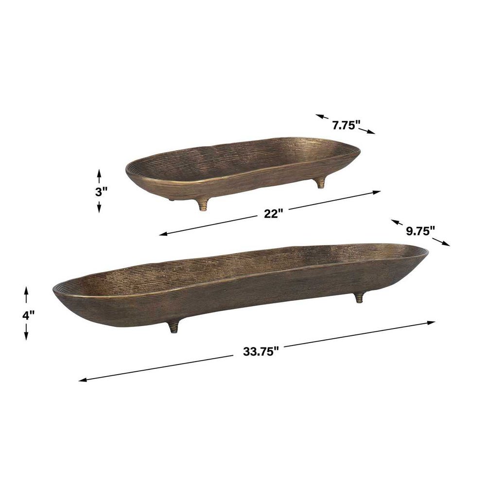 Uttermost Stratum Oval Brass Bowls - Set of 2