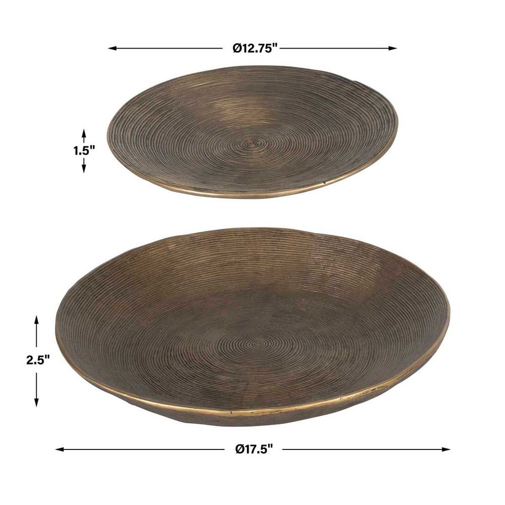 Uttermost Stratum Round Brass Bowls - Set of 2