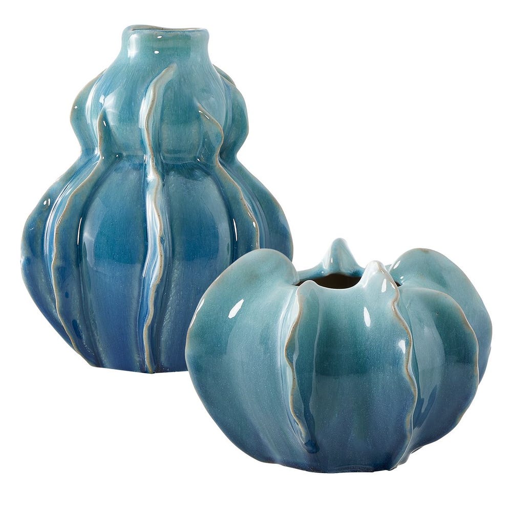 Uttermost Ocean Wave Outdoor Glazed Vases - Set of 2