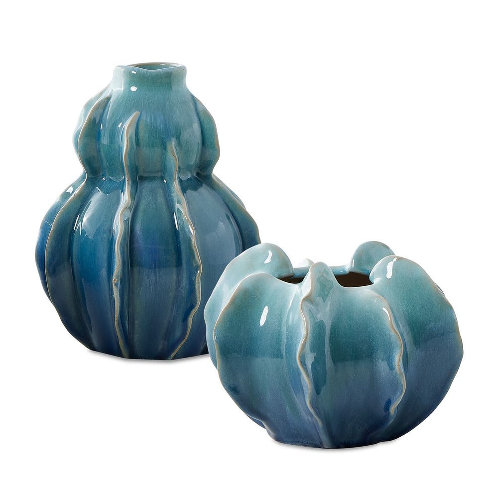 Uttermost Ocean Wave Outdoor Glazed Vases - Set of 2