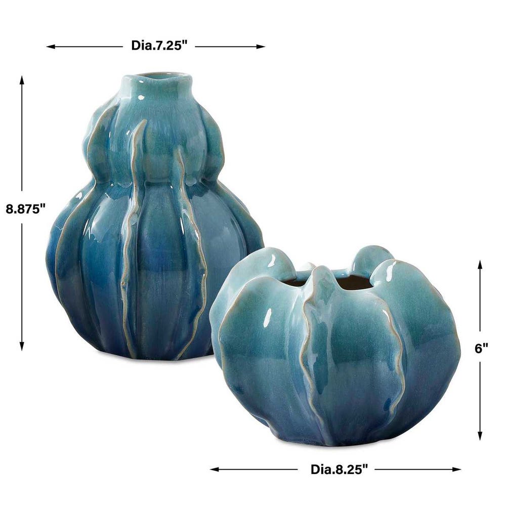 Uttermost Ocean Wave Outdoor Glazed Vases - Set of 2