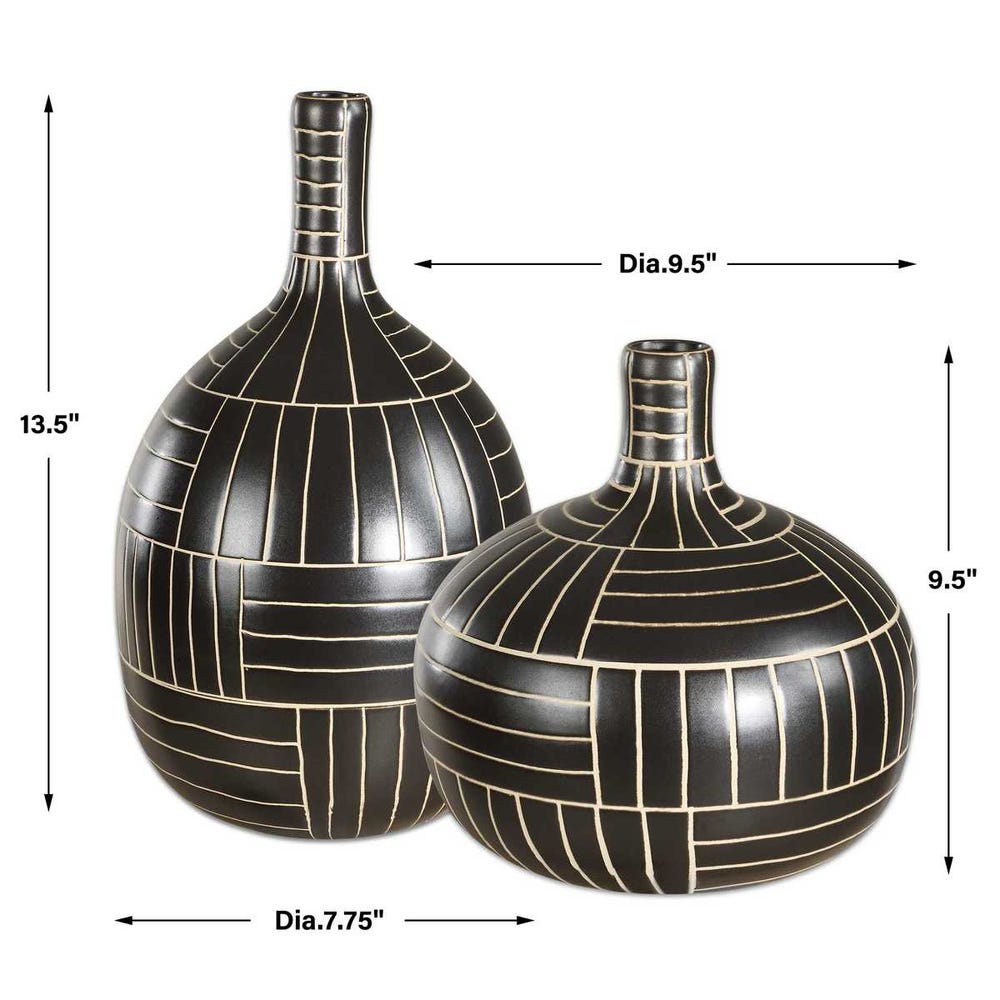 Uttermost Graphite Stride Geometric Vases - Set of 2