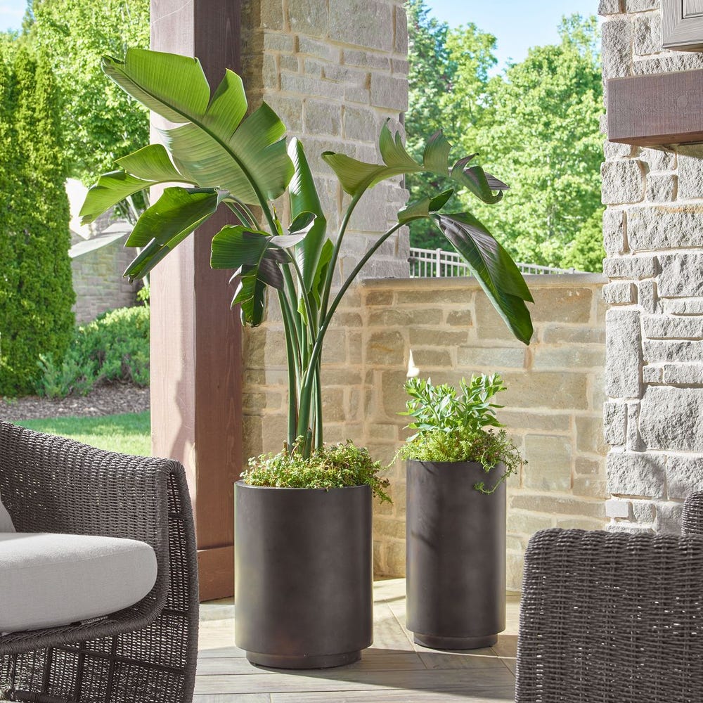 Uttermost Volcan Matte Bronze Outdoor Planters - Set of 2