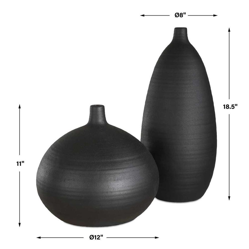 Uttermost Bower Black Vases - Set of 2