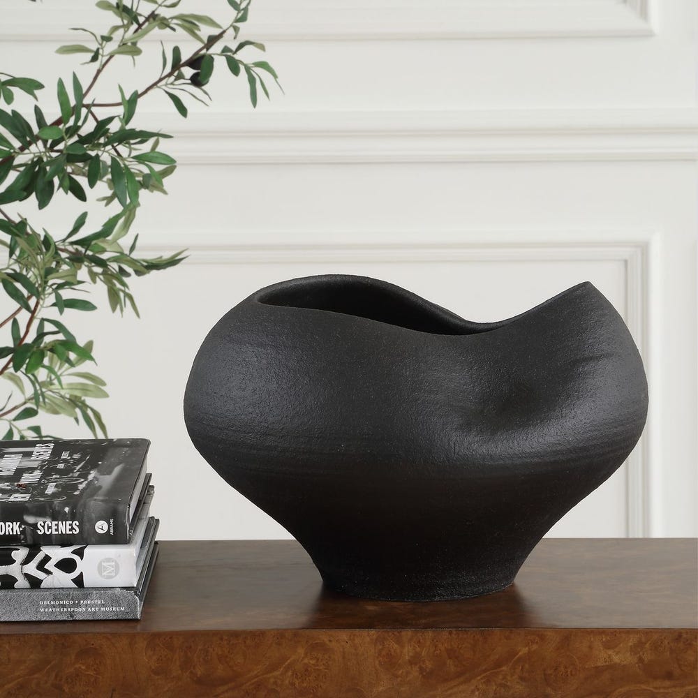 Uttermost Nocturne Textured Black Bowl