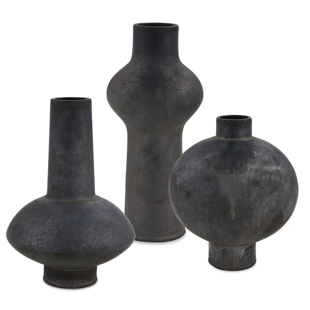 Uttermost Charcoal Bloom Indoor-Outdoor Vases - Set of 3