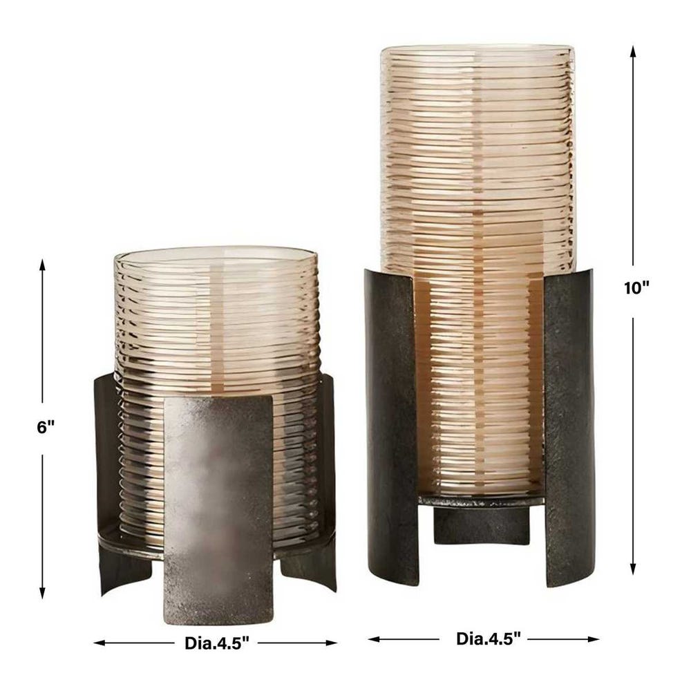 Uttermost Fluted Fire Cylinder Candleholders - Set of 2