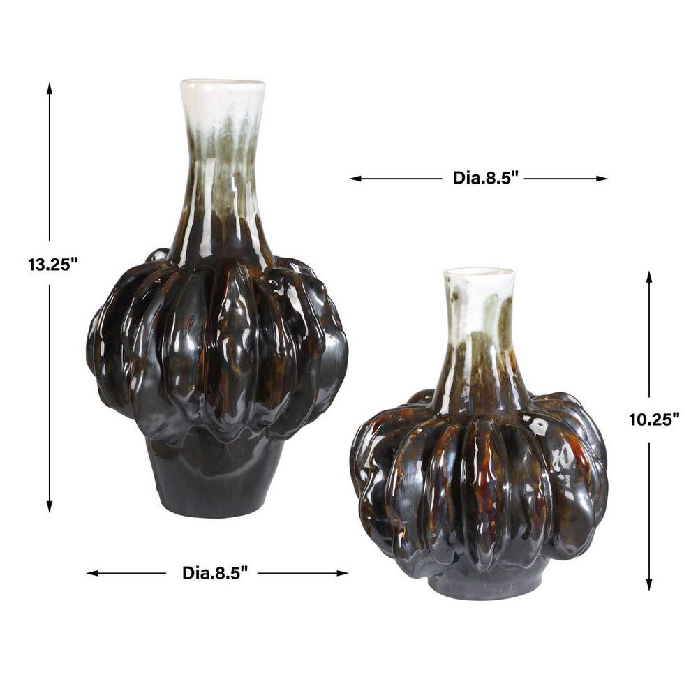 Uttermost Umbrian White & Brown Gourd Vases - Set of 2