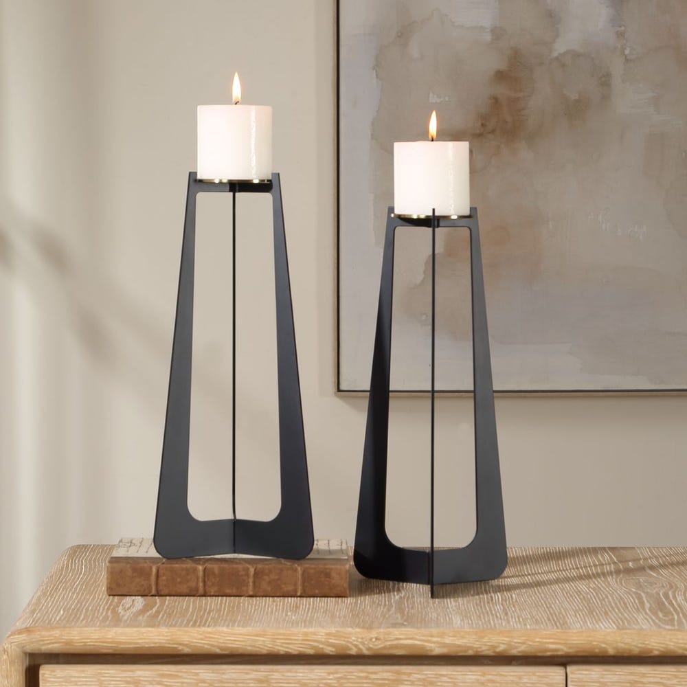 Uttermost Columnar Black Candleholders - Set of 2