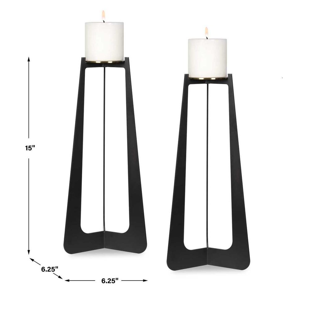 Uttermost Columnar Black Candleholders - Set of 2