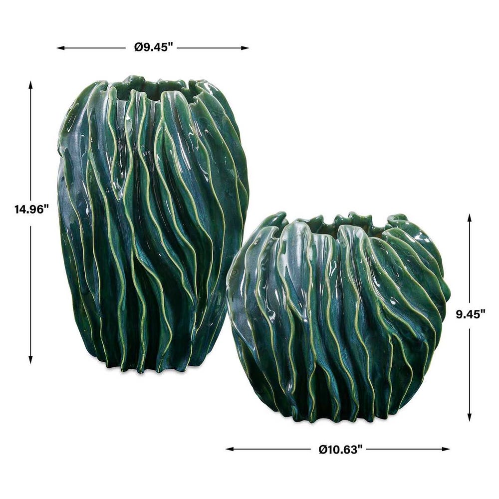 Uttermost Veridian Ridge Indoor-Outdoor Vases - Set of 2
