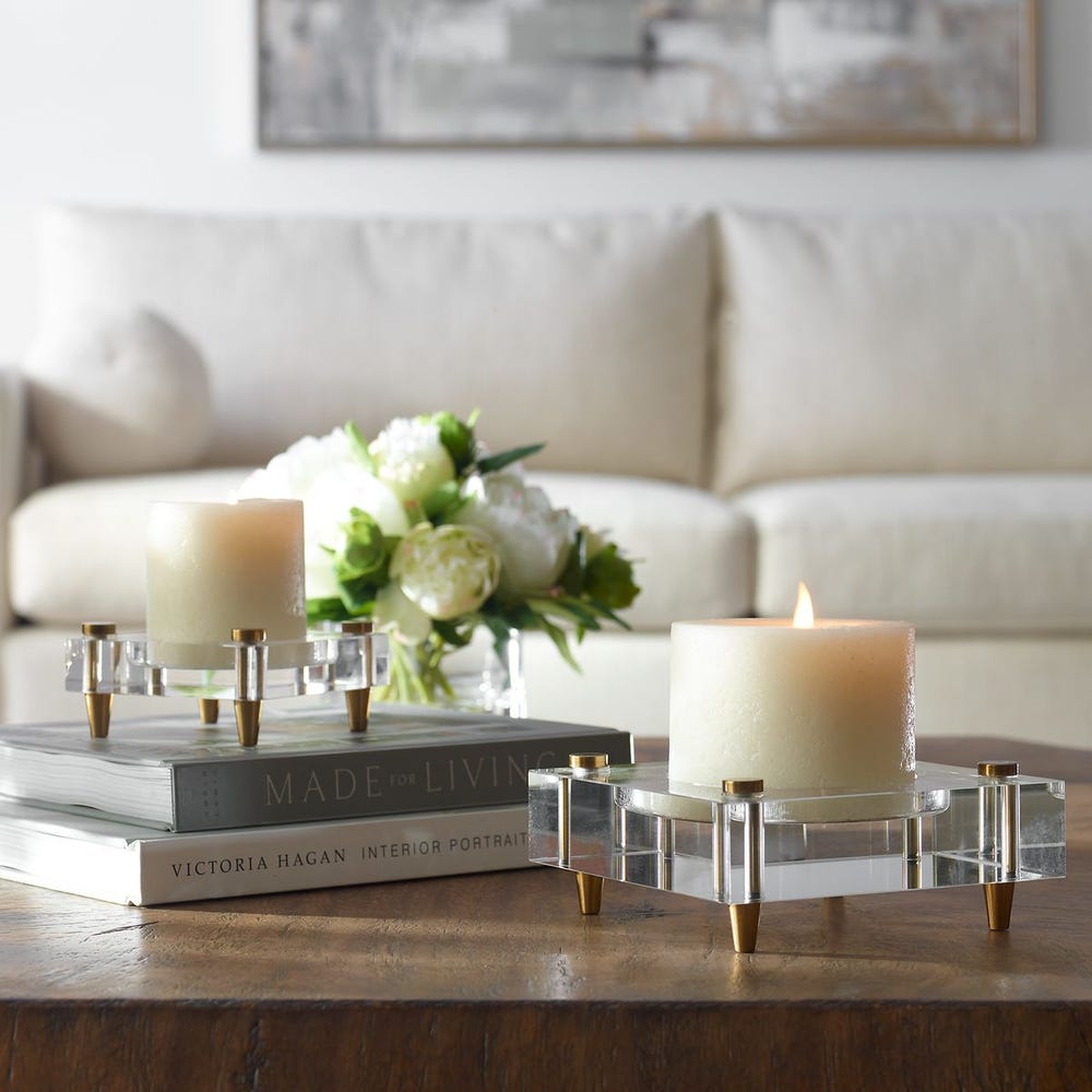 Uttermost Claire Crystal Block Candleholders - Set of 2