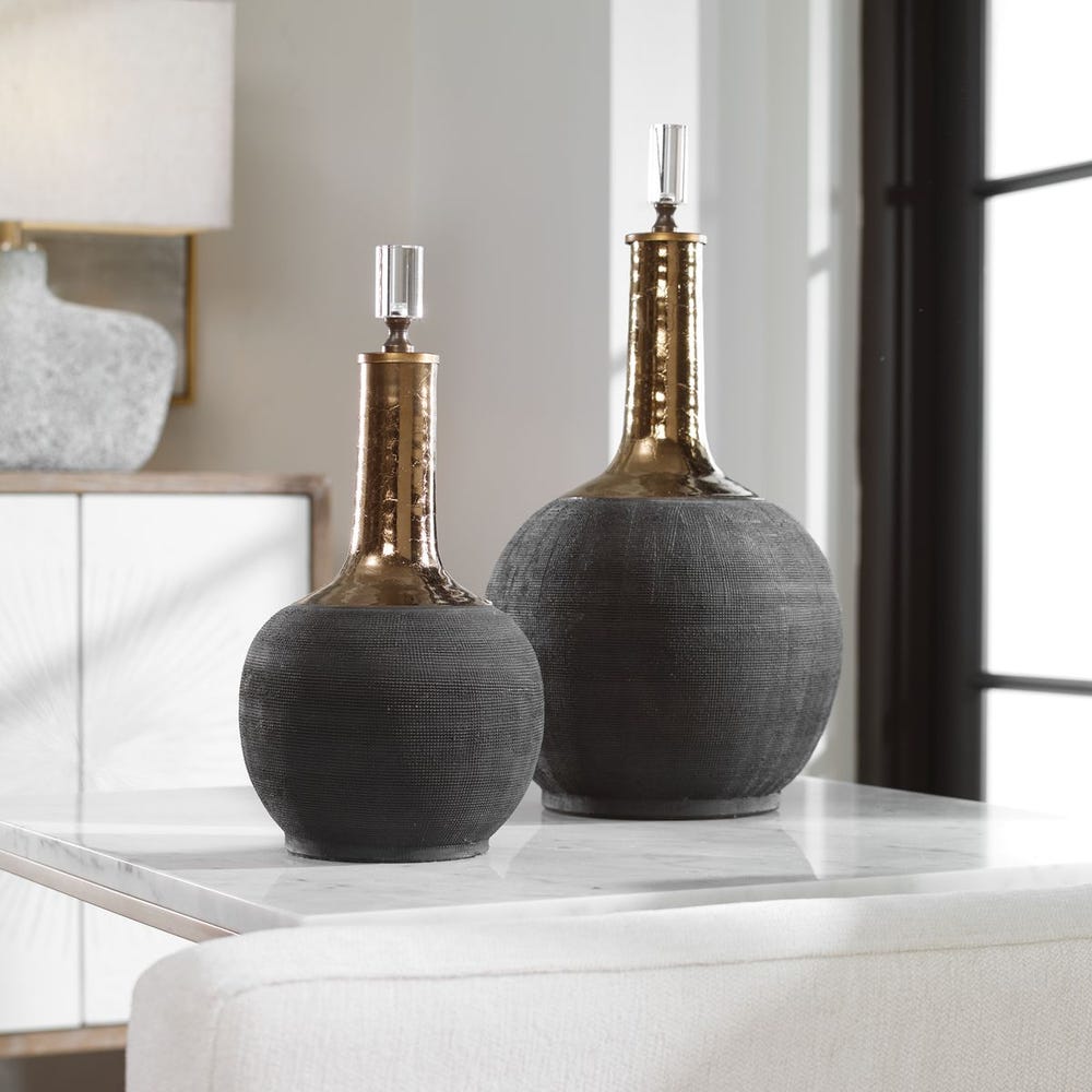 Arnav Matte Black Bottles - Set of 2 by Uttermost