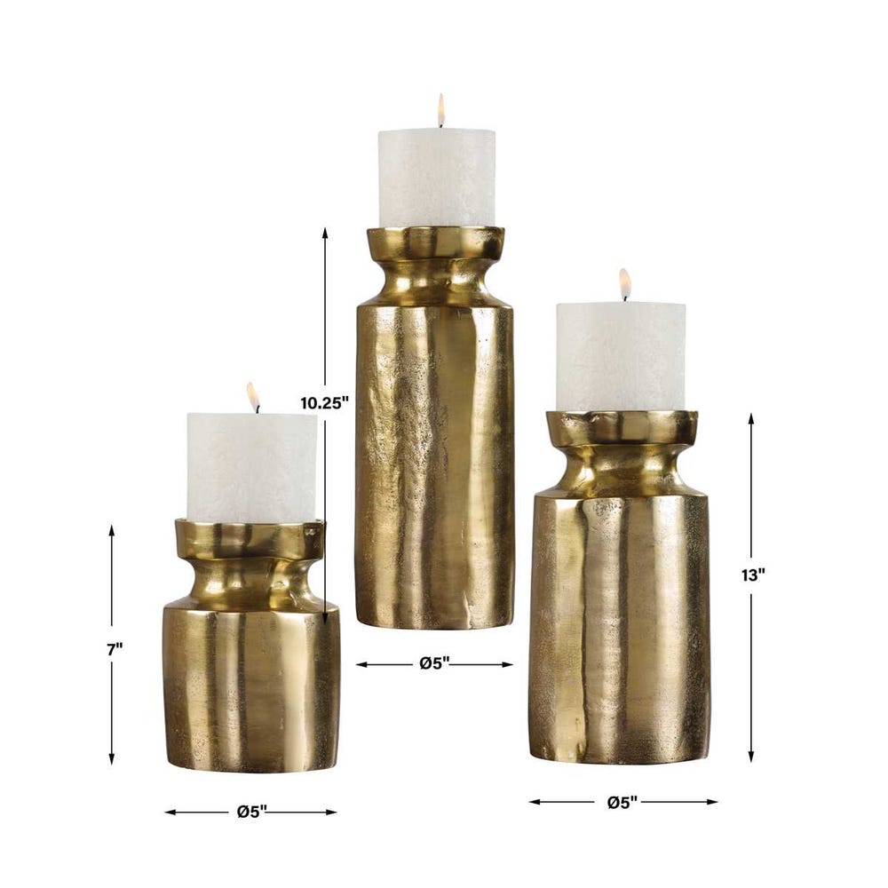 Uttermost Amina Antique Brass Candleholders - Set of 3