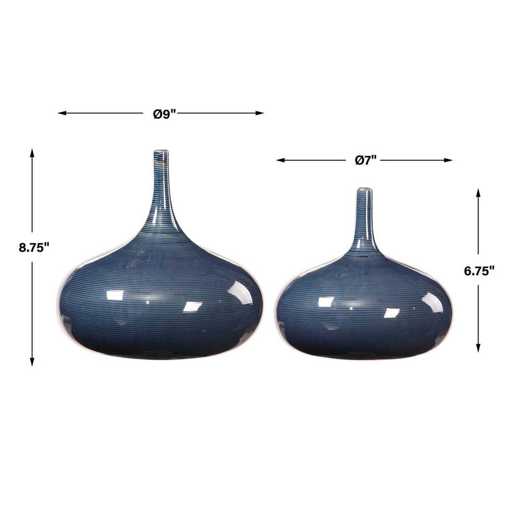 Zayan Blue Vases - Set of 2 by Uttermost