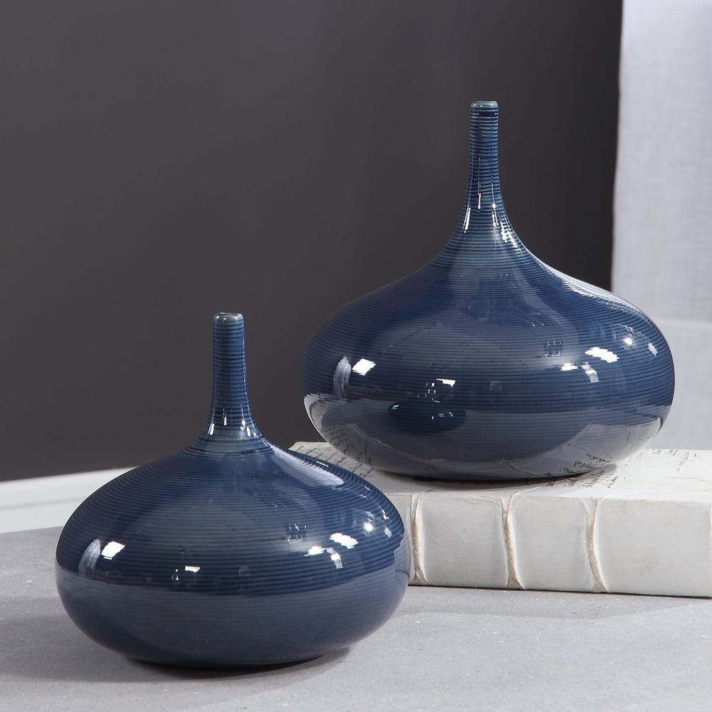 Zayan Blue Vases - Set of 2 by Uttermost