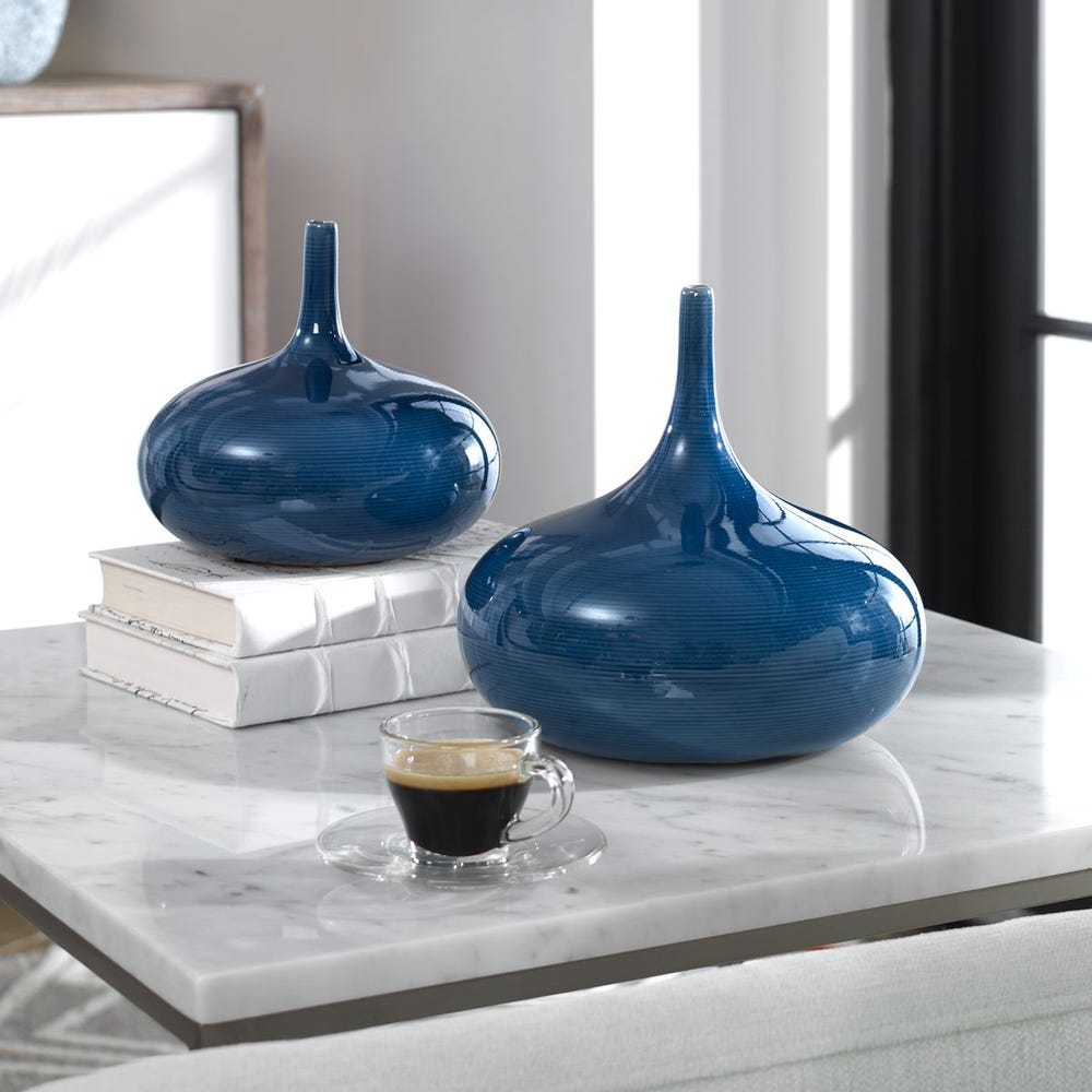 Zayan Blue Vases - Set of 2 by Uttermost