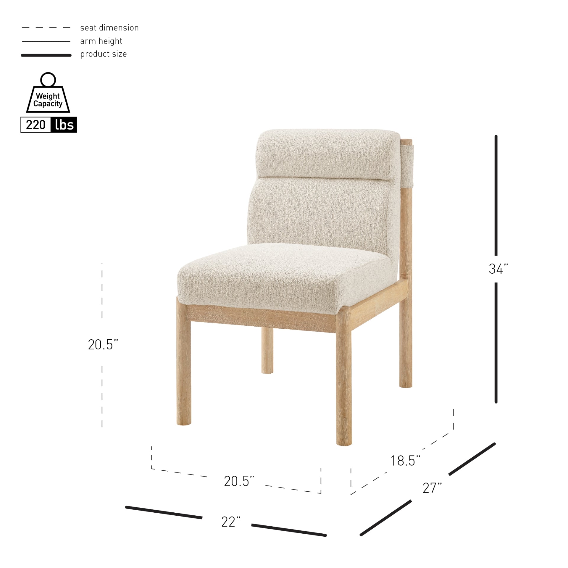 Micah Boucle Dining Side Chair - NWO Frame