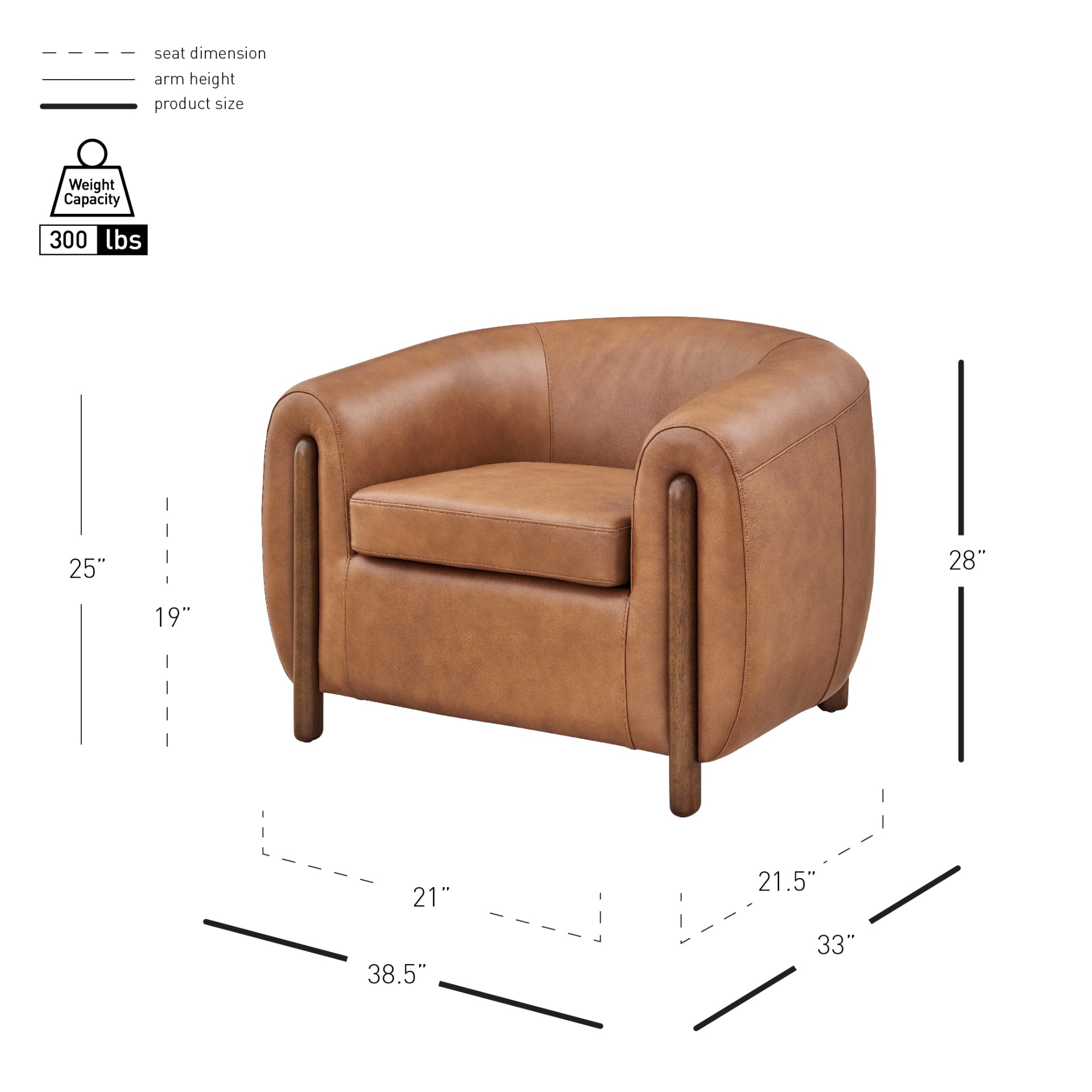 Cordelia Top Grain Leather Accent Arm Chair