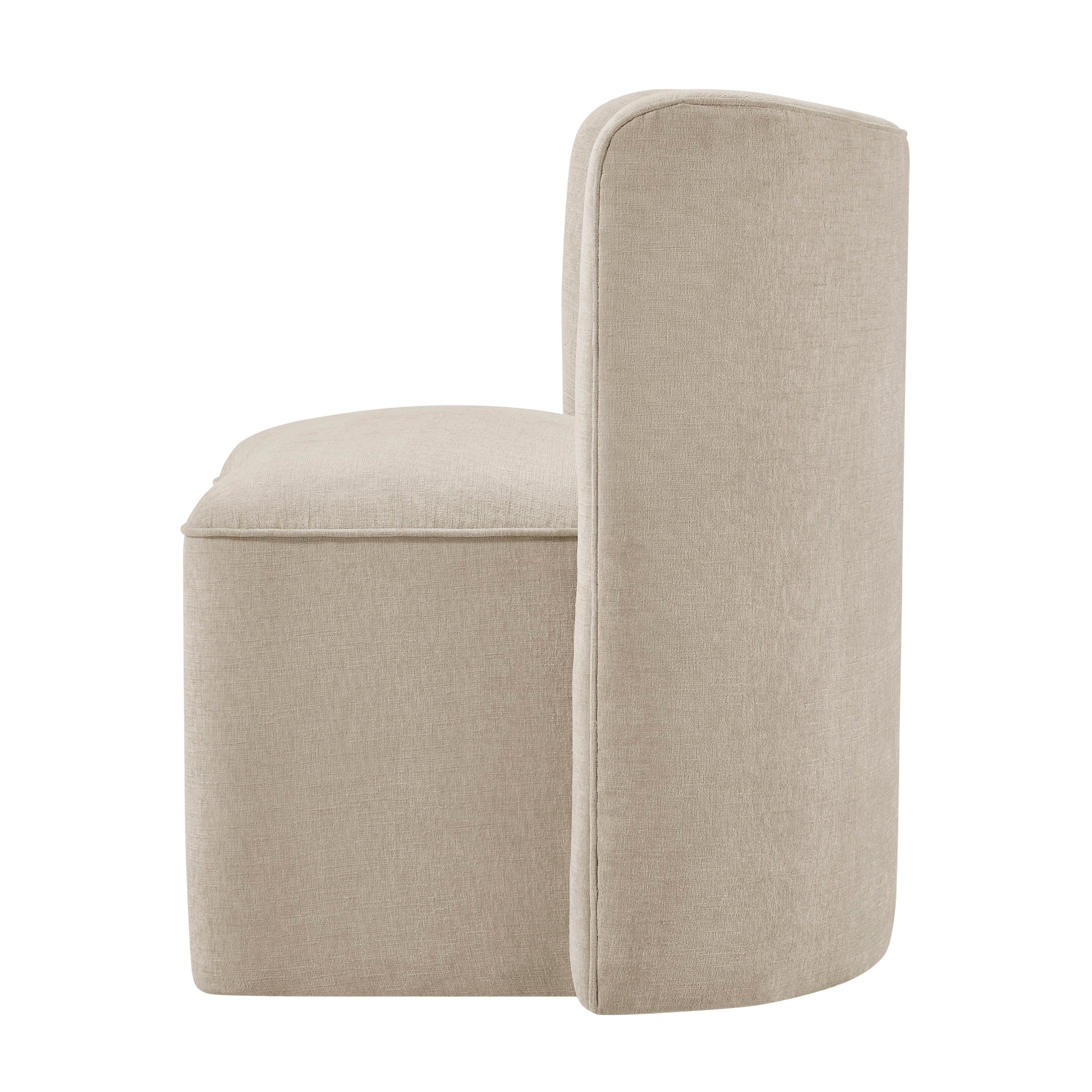 Morraine Chenille Dining Side Chair with Casters