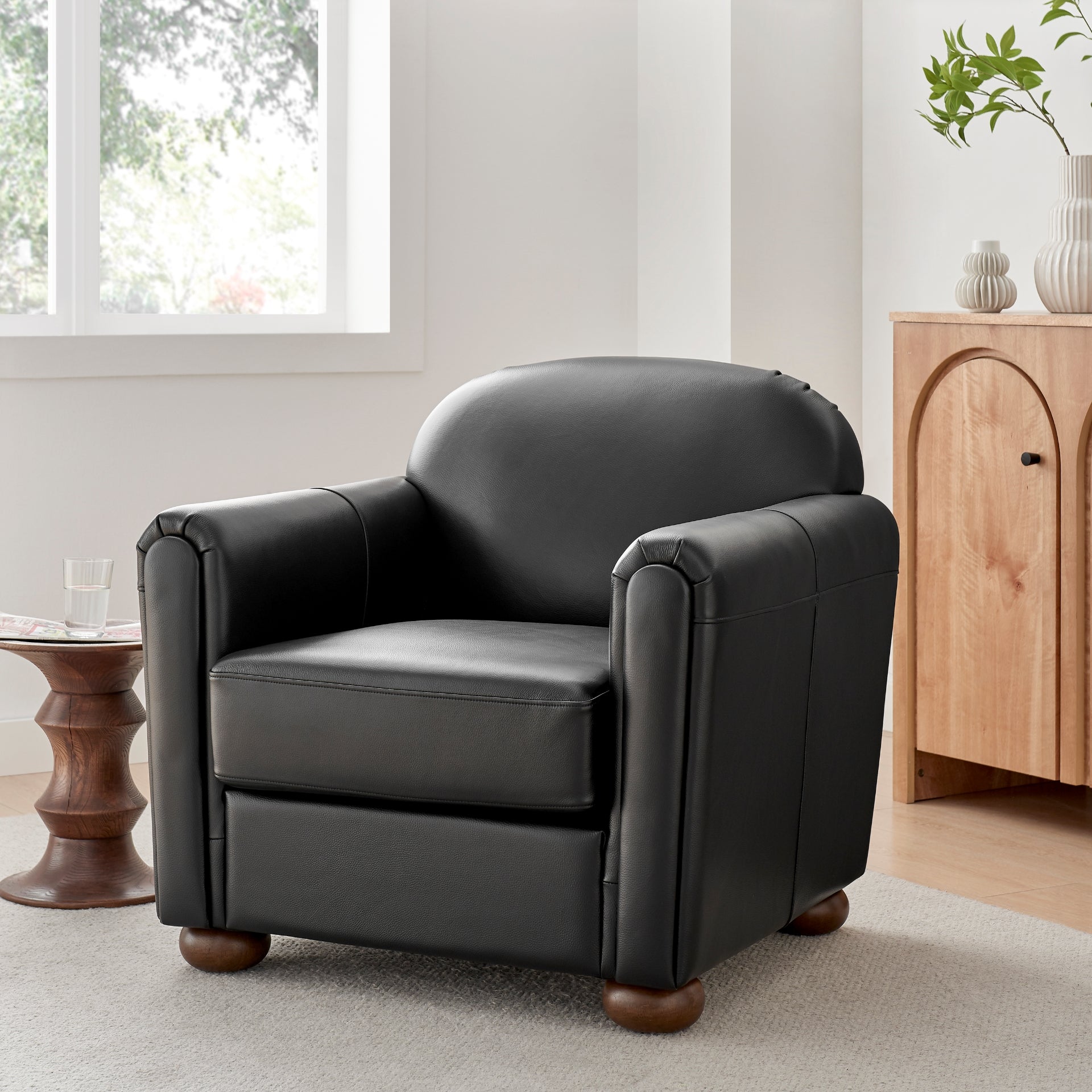 Grandora Top Grain Leather Accent Arm Chair