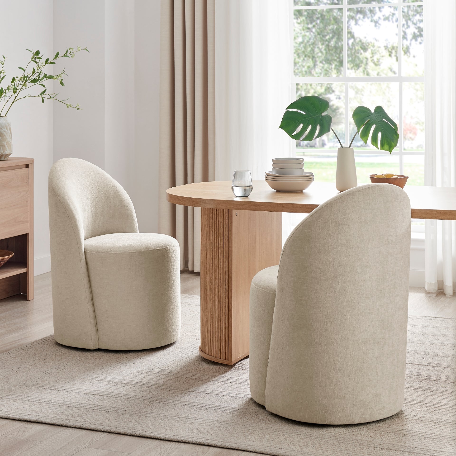 Cabrina Chenille Dining Side Chair with Casters