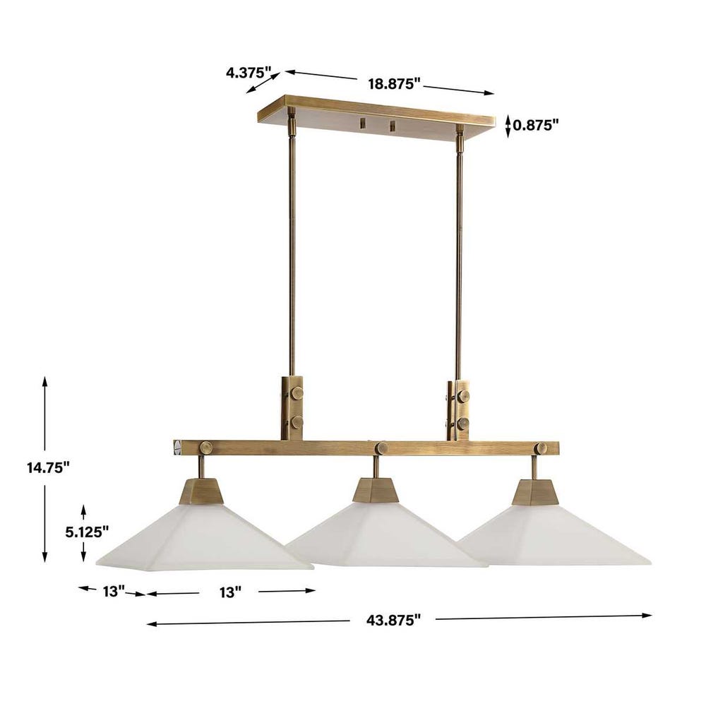 Uttermost Brookdale Industrial 3 Light Linear Chandelier