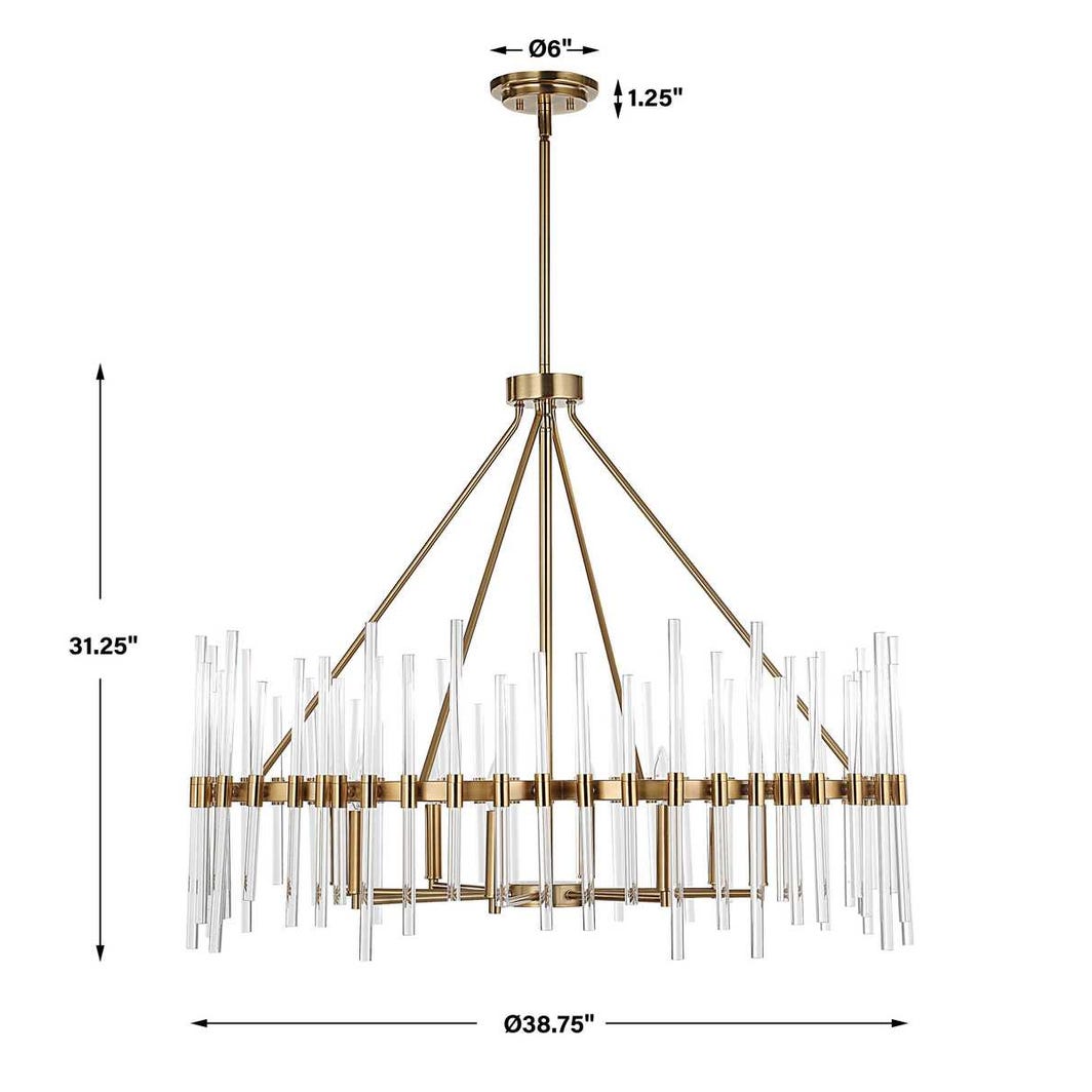 Uttermost Crystal Stick 8 Light Brass Chandelier