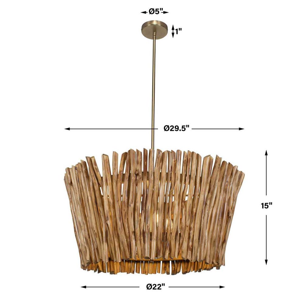Uttermost Rhea 4 Light Wood Branch Chandelier