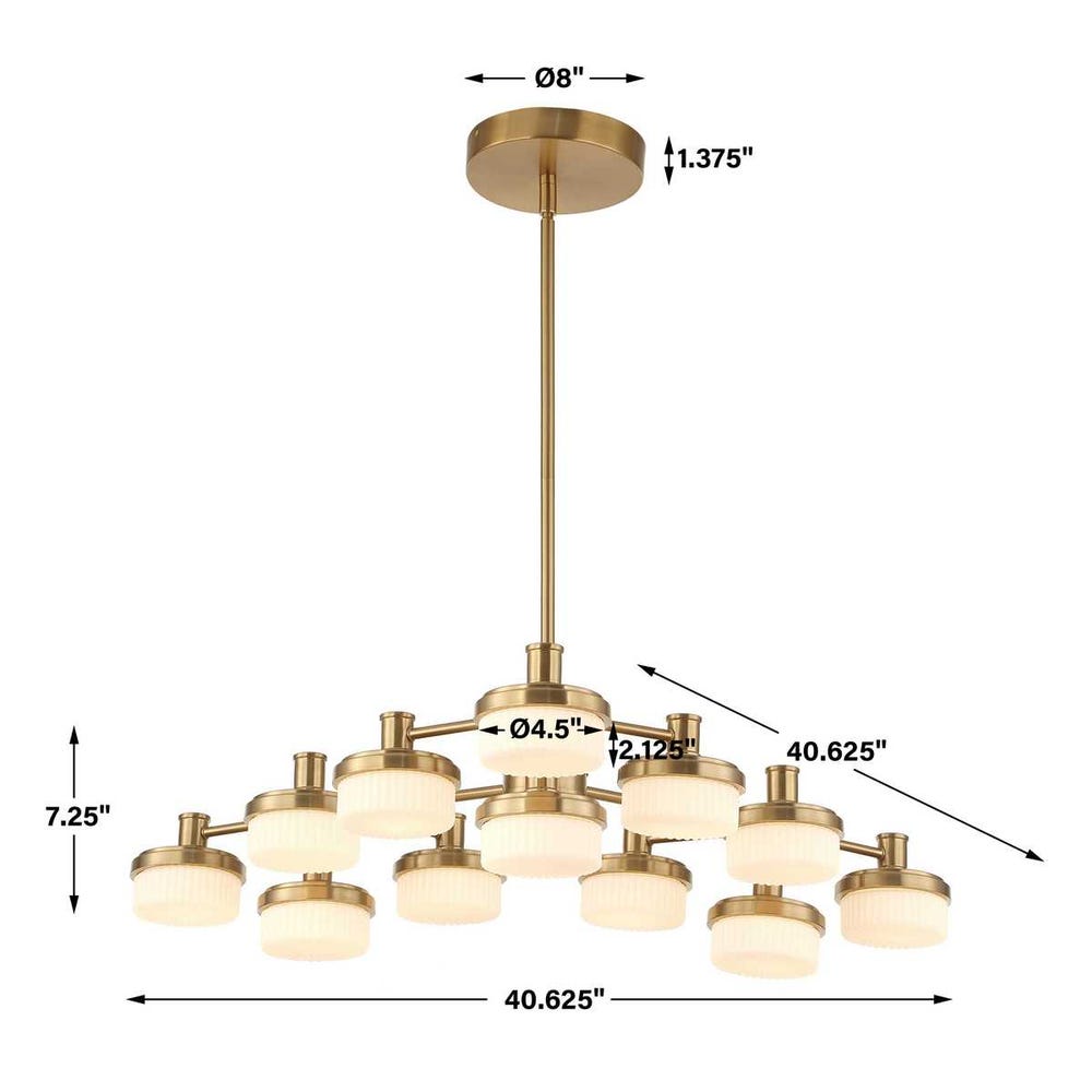 Uttermost Wedge 12 Lt LED Brass Chandelier