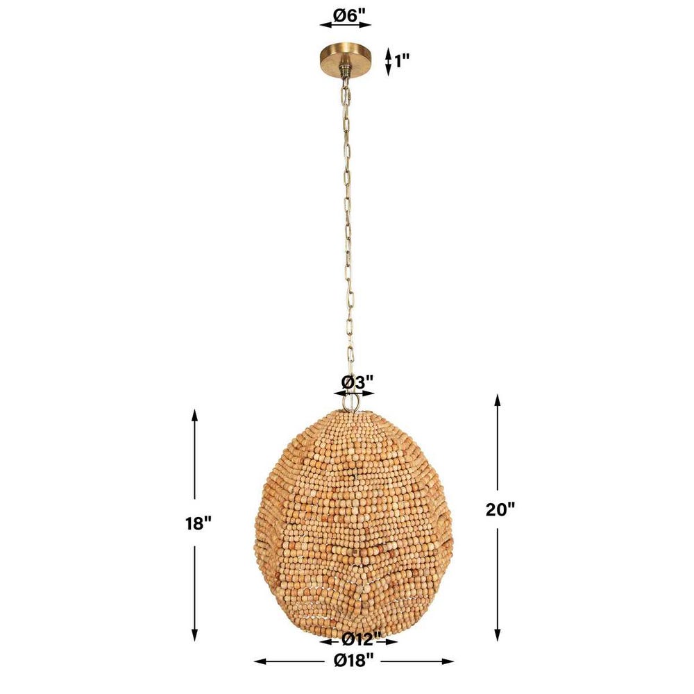 Uttermost Kauri 1 Light Wooden Bead Pendant