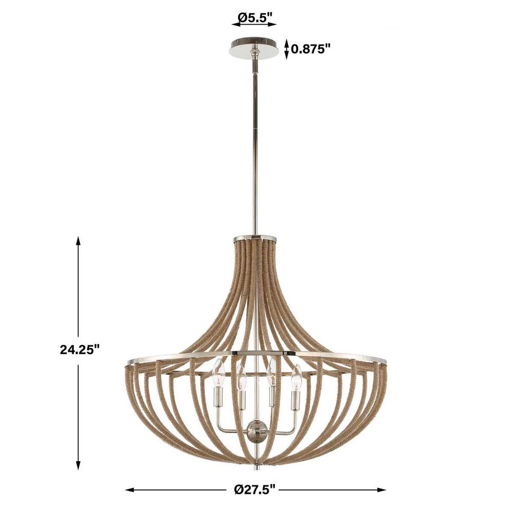 Uttermost Lovelock 4 Light Rope Empire Chandelier