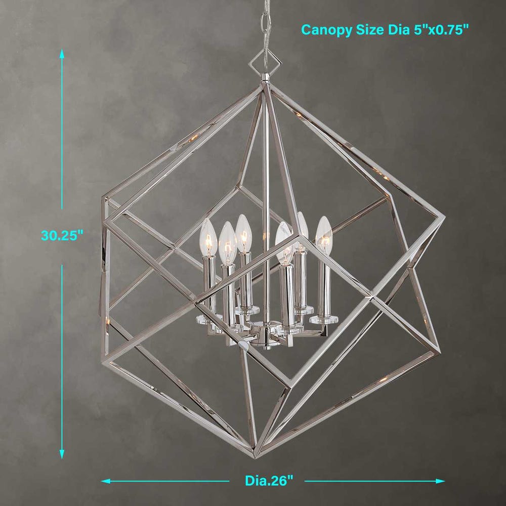 Uttermost Euclid 6 Light Nickel Cube Pendant