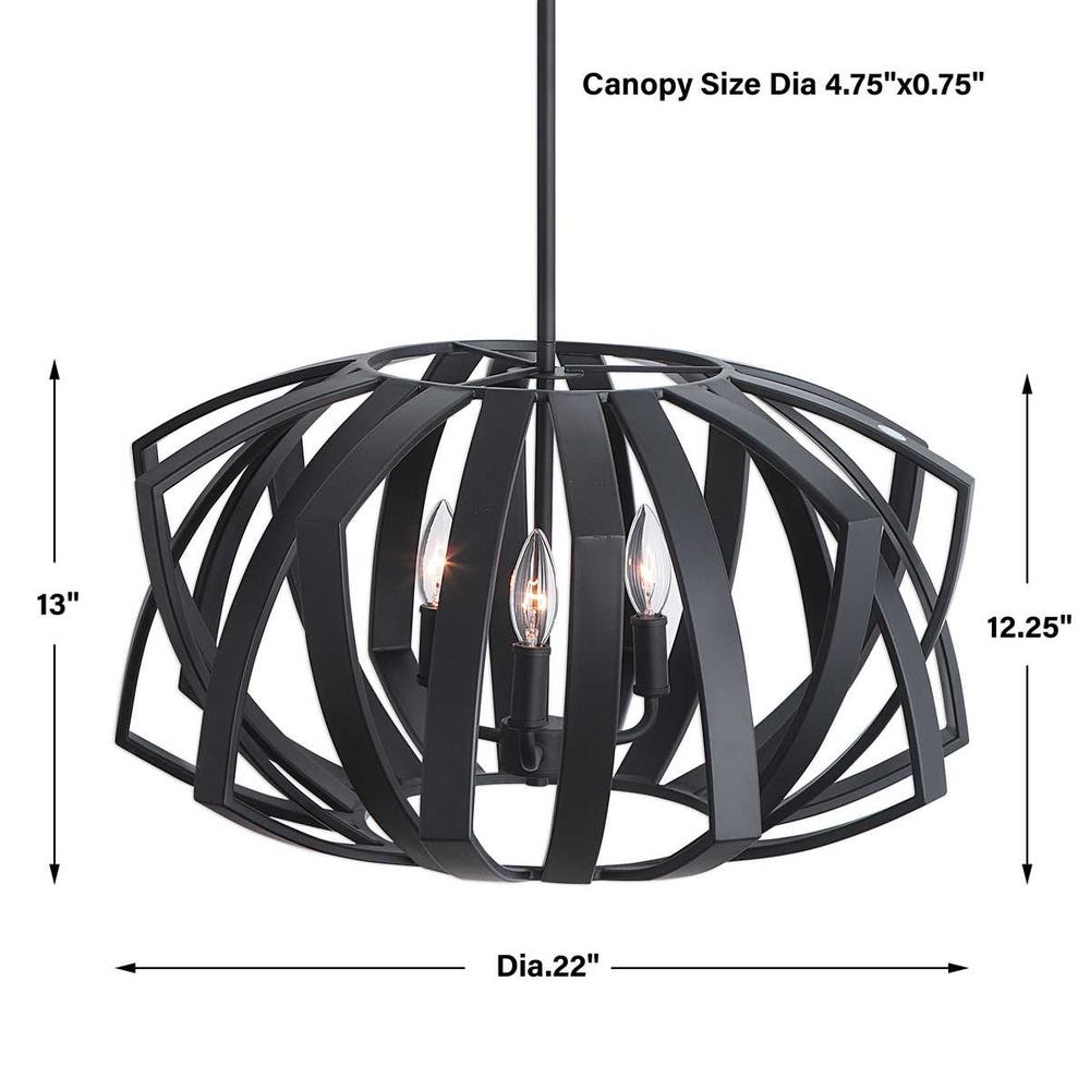 Uttermost Thales Black Geometric 3 Light Pendant