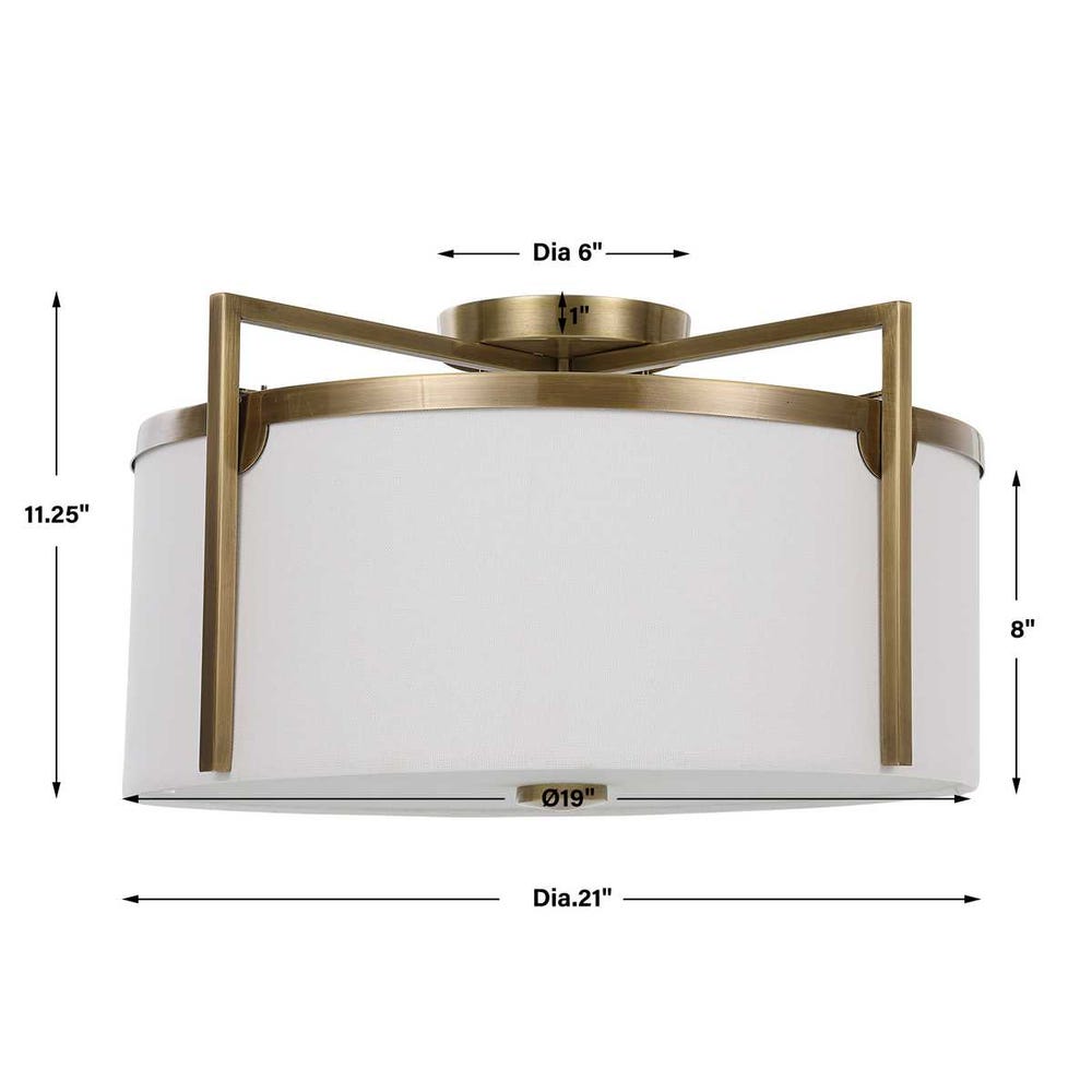 Uttermost Colfax Brass 3 Light Semi Flush