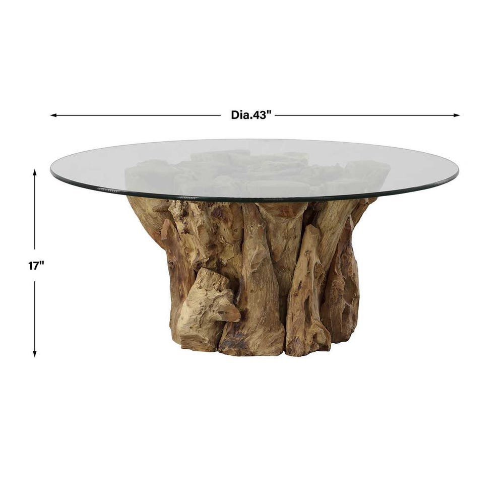 Uttermost Driftwood Glass Top Large Coffee Table
