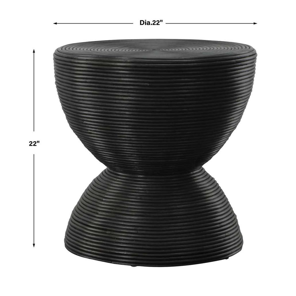 Bongo Black Rattan Side Table by Uttermost