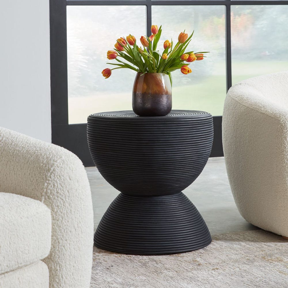 Bongo Black Rattan Side Table by Uttermost