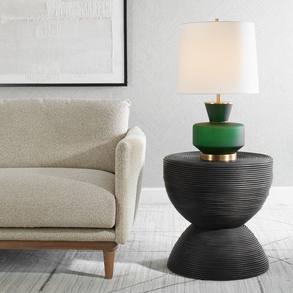 Bongo Black Rattan Side Table by Uttermost